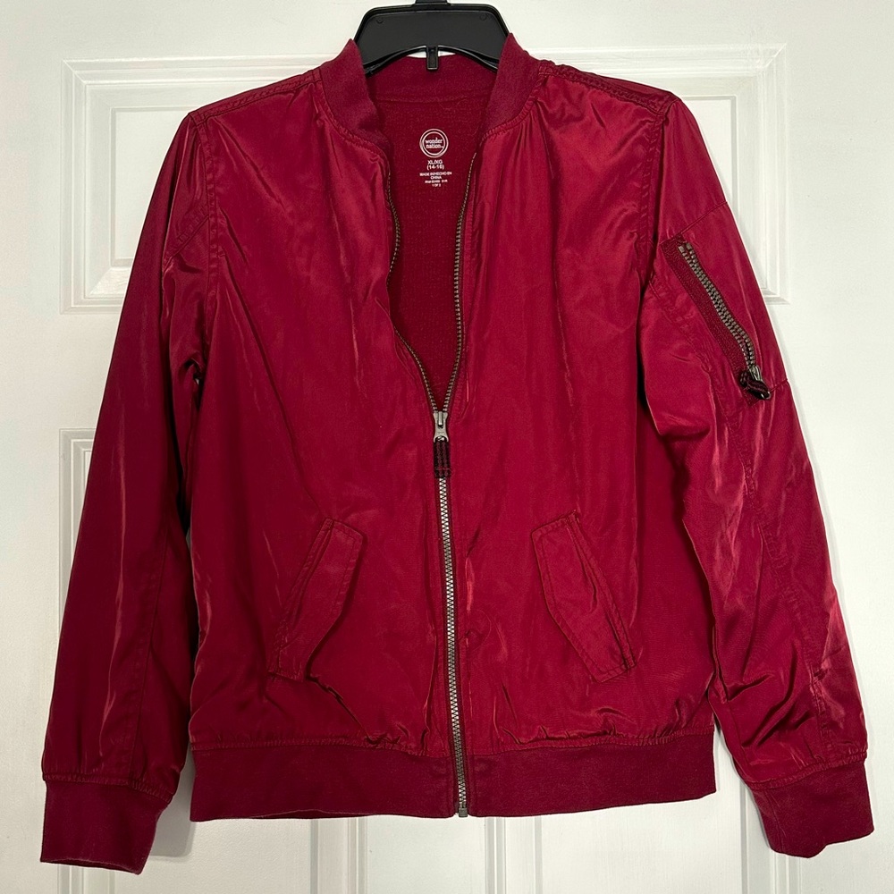 Wonder Nation maroon zip bomber jacket